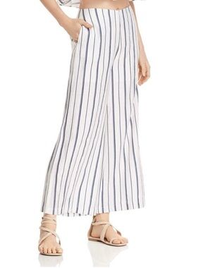 Aqua Helen Owen Striped
Flowy High Rise Wide Leg Ankle Pant in Blue/White NWT